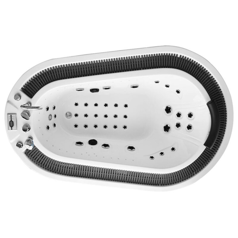 M-SPA - Kúpeľňová vaňa s hydromasážou čierna s krytom 208 x 135 x 67 cm - Image 2