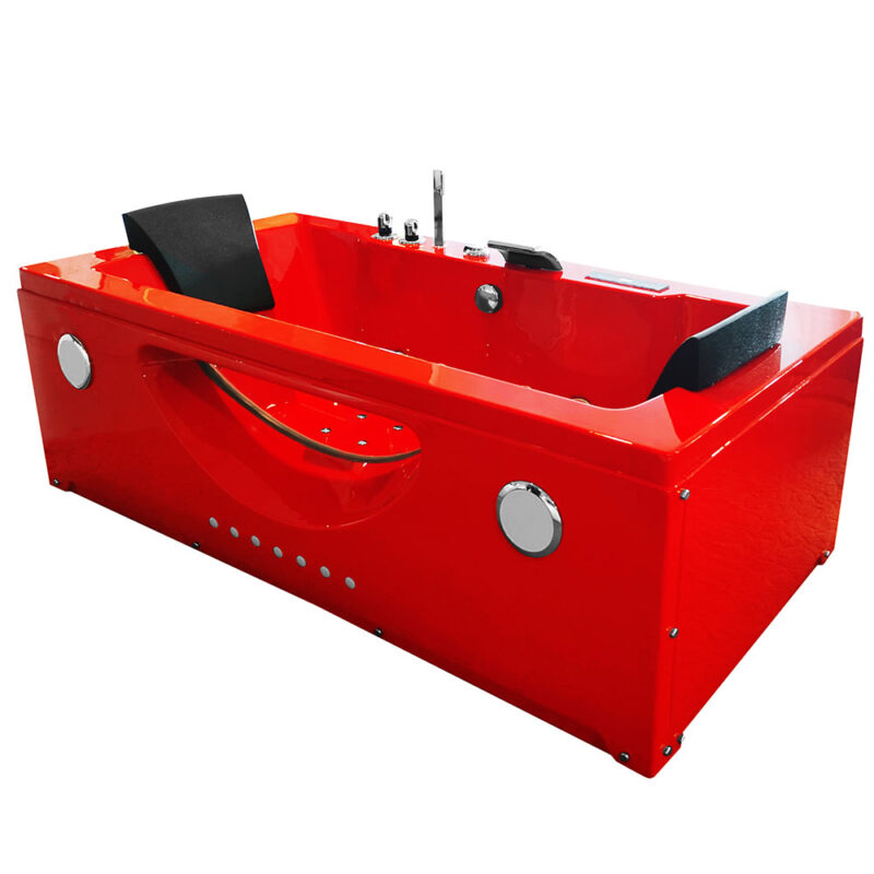 M-SPA - Červená kúpeľňová vaňa SPA s hydromasážou 180 x 92 x 60 cm