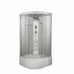 Sanotechnik - Sprchový box s hlubokou vanou, čtvrtkruh 90x90x215cm, bílý