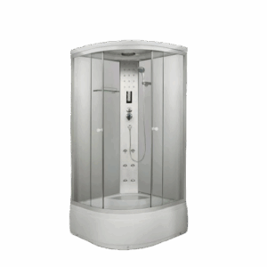 Sanotechnik - Sprchový box s hlubokou vanou, čtvrtkruh 90x90x215cm, bílý