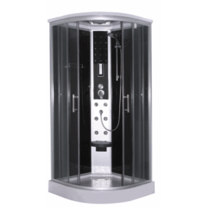 Sanotechnik - QuickLine Scala - Sprchový box čtvrtkruhový 90 x 90 x 215 cm - černý