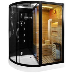 M-Spa - 751 - suchá parní sauna s funkcí hydromasáže 180 x 110 x 223 cm pravá