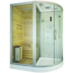 M-Spa -751- suchá parní sauna s funkcí hydromasáže bílá levá 180 x 110 x 223 cm