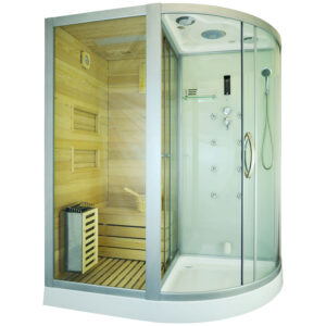 M-Spa -751- suchá parní sauna s funkcí hydromasáže bílá levá 180 x 110 x 223 cm