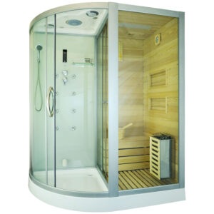 M-Spa - 751 - suchá parní sauna s funkcí hydromasáže bílá pravá 180 x 110 x 223 cm