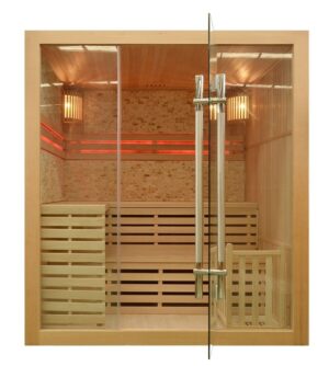 M-Spa - EA4K - Suchá sauna se saunovými kamny pro 4 osoby 180 x 160 x 201 cm s kamenným obkladem