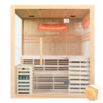 M-SPA - EA4-2 - Suchá finská izolovaná sauna s kamny se solnou stěnou s LED podsvícením 180 x 160 x 200 cm