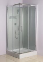 SAVANA - Sprchový kout LIZA SILVER, čtvercový, 90 x 90, chromový profil, průhledné sklo, zadní část stříbrná, vanička, bez stříšky