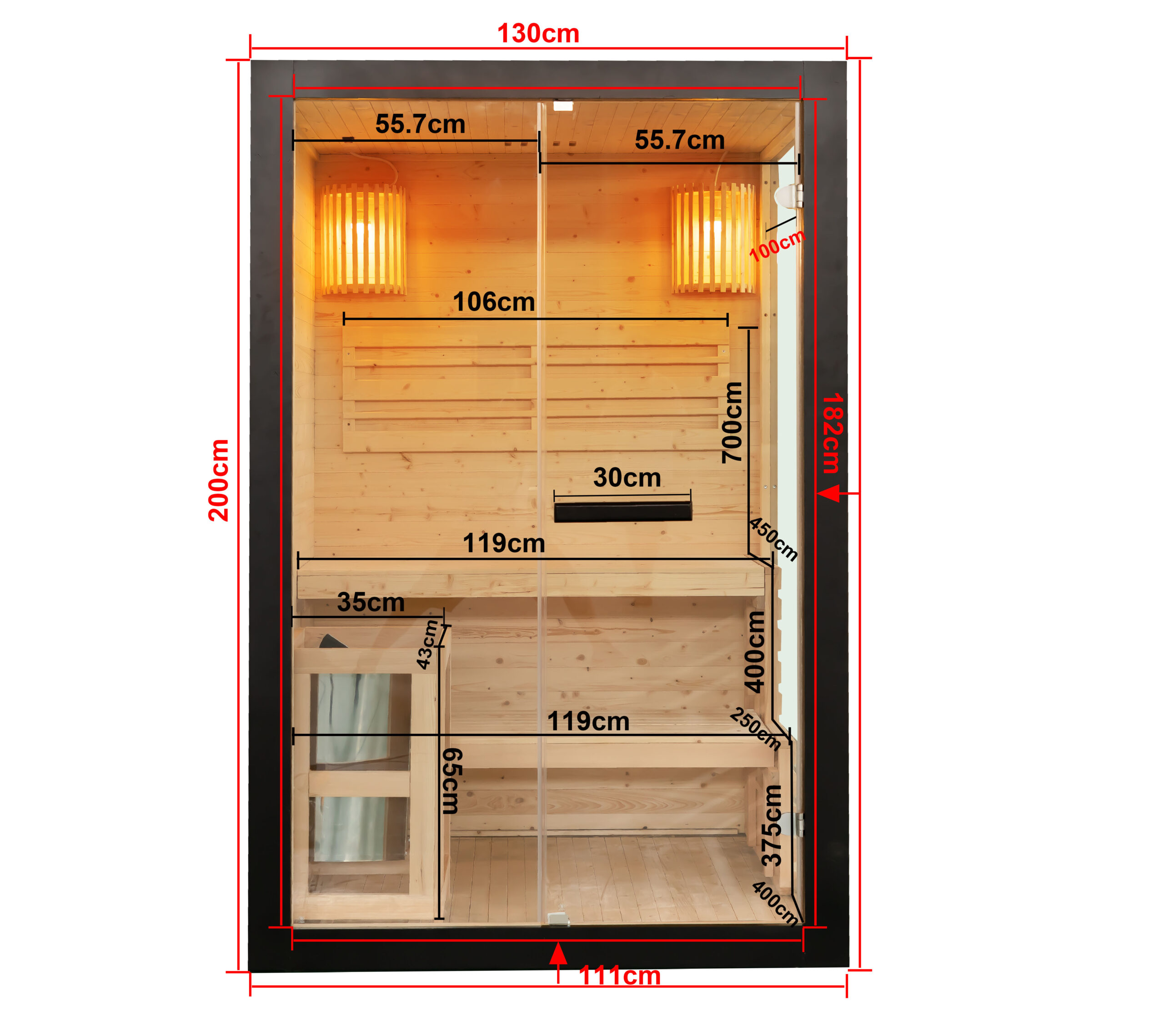 Sauna PANORAMA BLACK pro 2 osoby