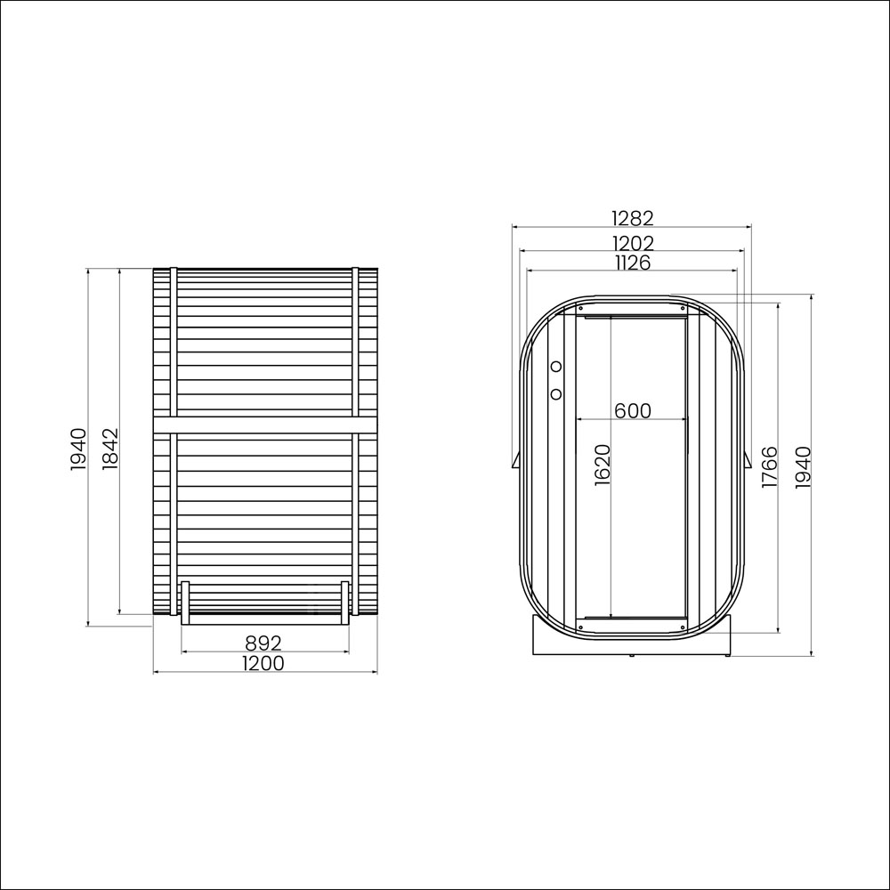 Venkovní sauna CUBE S - 194 x 120 cm pro 2 osoby - Obrázek 7