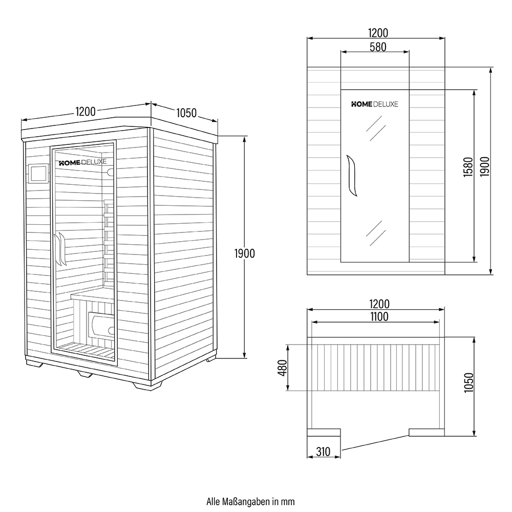 Infračervená kabina REDSUN M - 120 x 105 cm pro 2 osoby - Obrázek 6